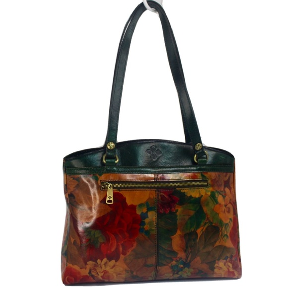 Patricia Nash poppy leather tote shoulder bag spring multi dark green - Picture 1 of 13